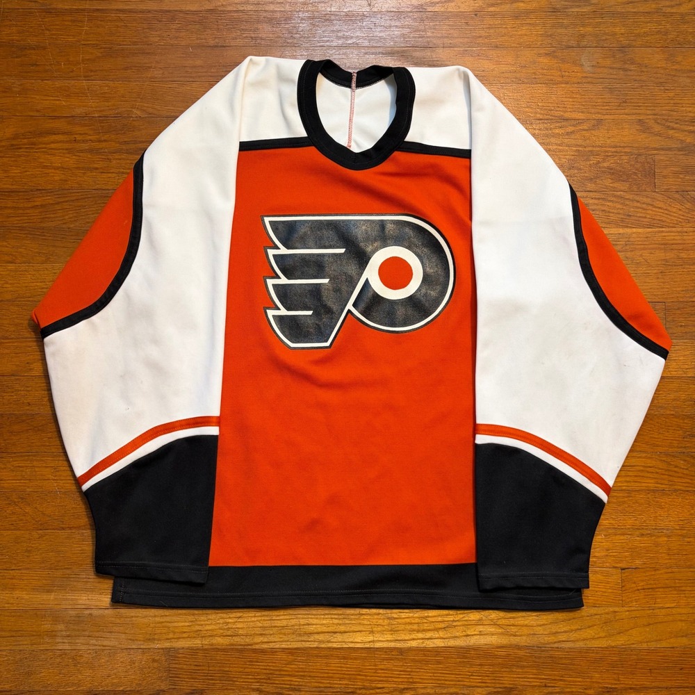 Vintage Philadelphia Flyers NHL Hockey Jersey Maska Ultrafil CCM Orange Mens L